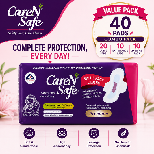 CareNSafe Premium Cotton Sanitary Pads | Combo | 40 Pads | Free Shipping