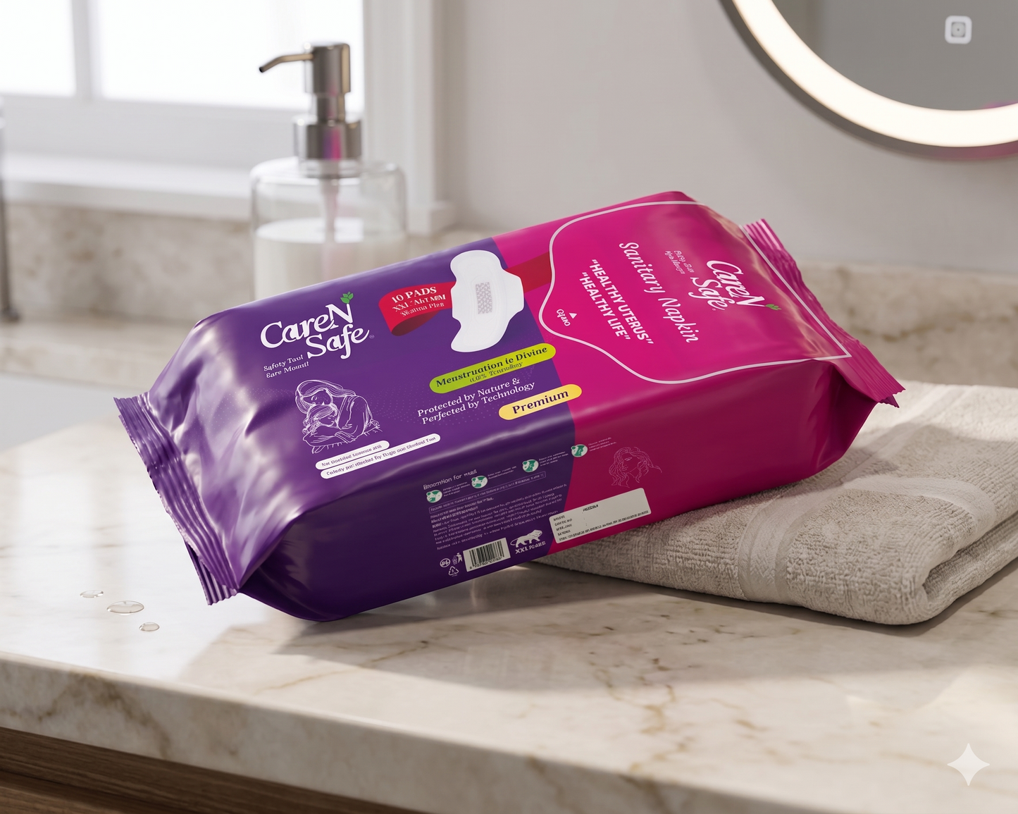 CareNSafe Premium Cotton XXL Sanitary Pads  320mm | 10 Pads