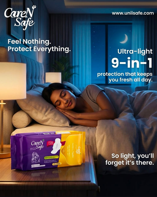 CareNSafe Premium Cotton XXXL Sanitary Pads – 350mm | 10 Pads